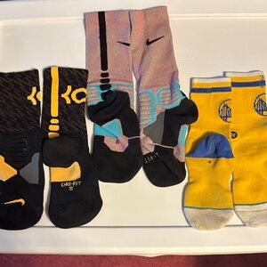 Nike & Stance Men's Athletic Socks - Black, Pink, Yellow size small